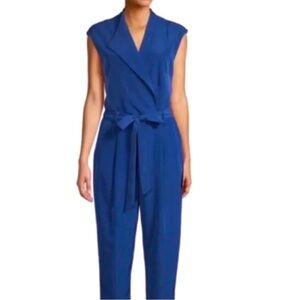 H by Halston Blue Sleeveless Jumpsuit